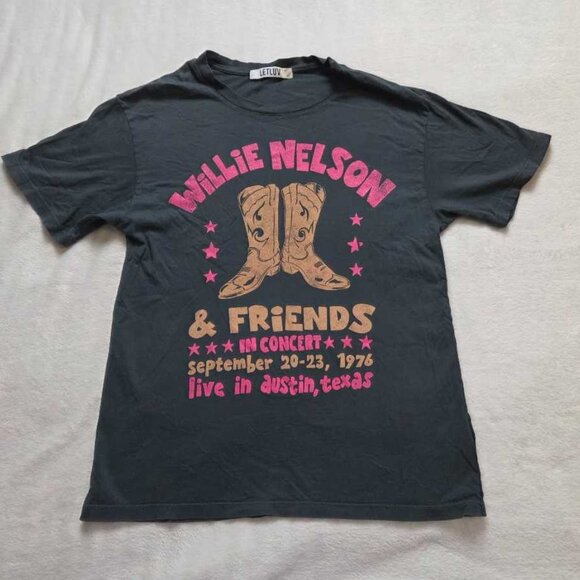 S Anthropologie x Letluv Willie Nelson & Friends BF concert tee - Picture 1 of 9